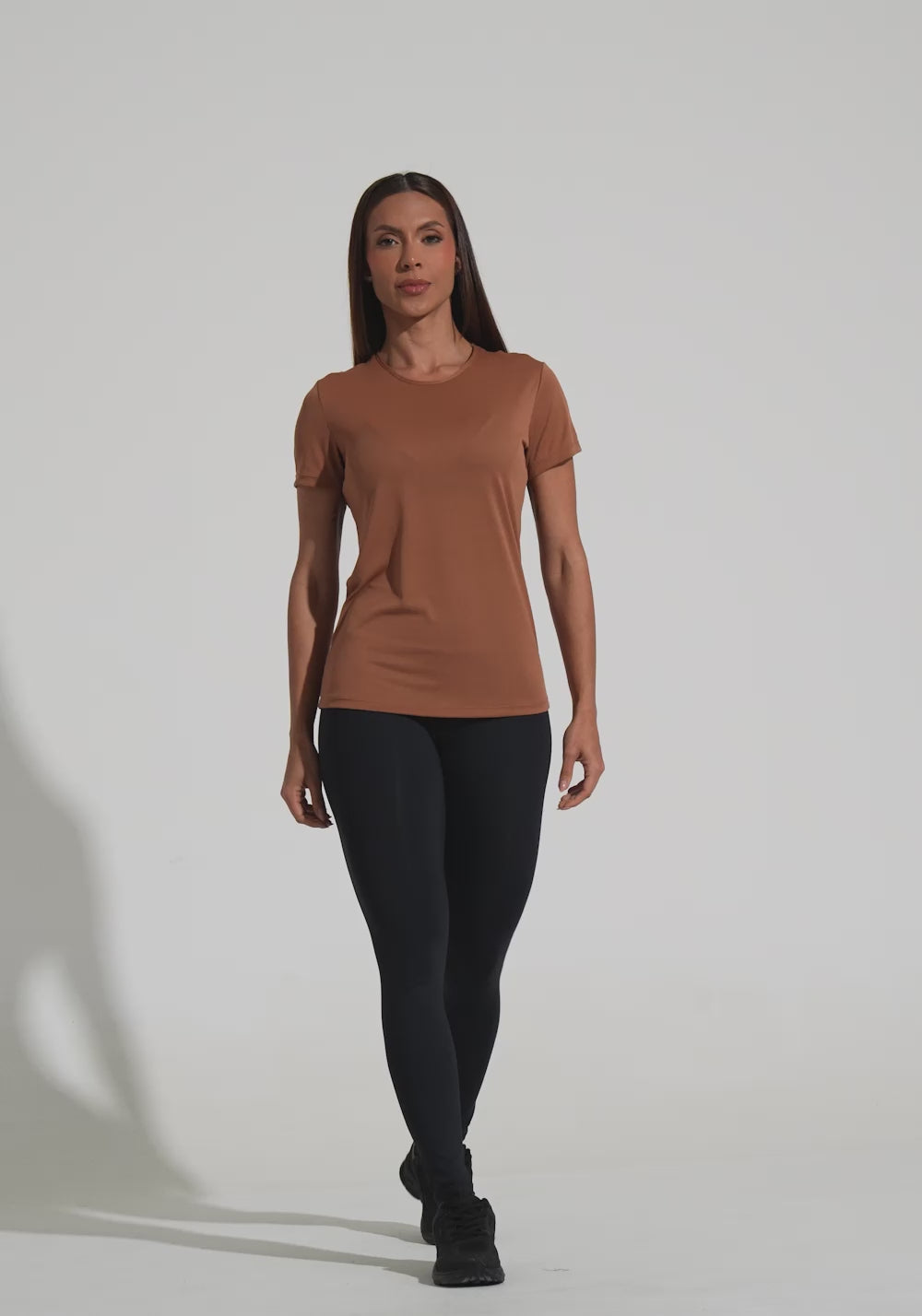 Blusa Baby Look Feminina De Poliamida Básica Dlk Marrom