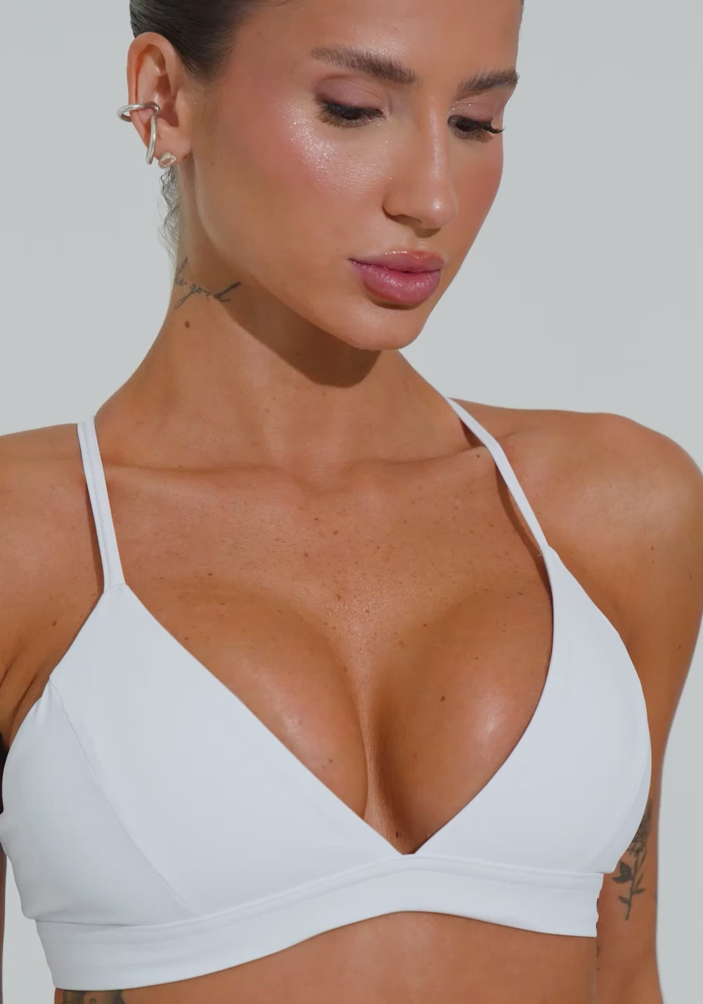 Top Fitness Feminino Triângulo Com Alças Reguláveis Soul Dlk Branco