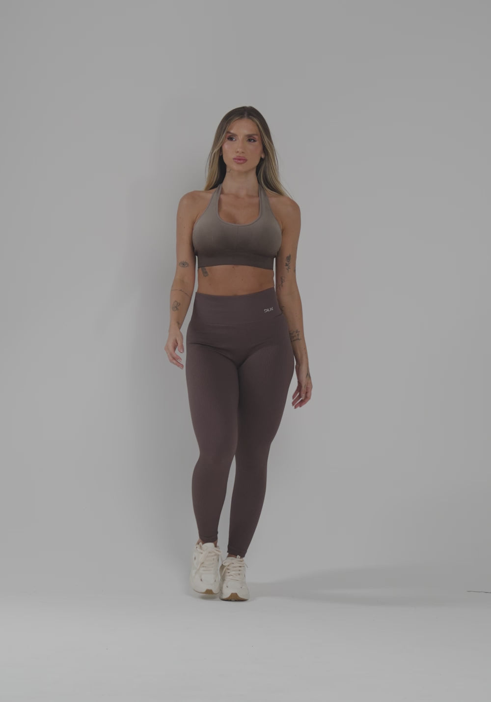 Legging Fitness Feminina Marrom Canelada Modela Bumbum Seamless+ Dlk