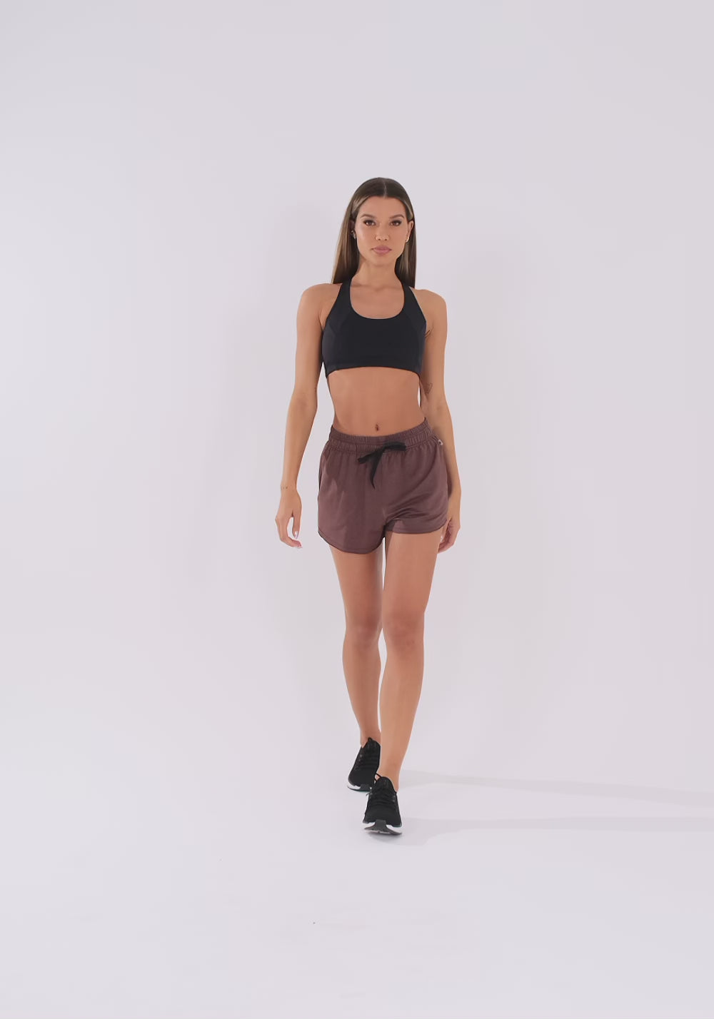 Short Feminino Moletinho Marrom Com Bolsos Oasis Dlk