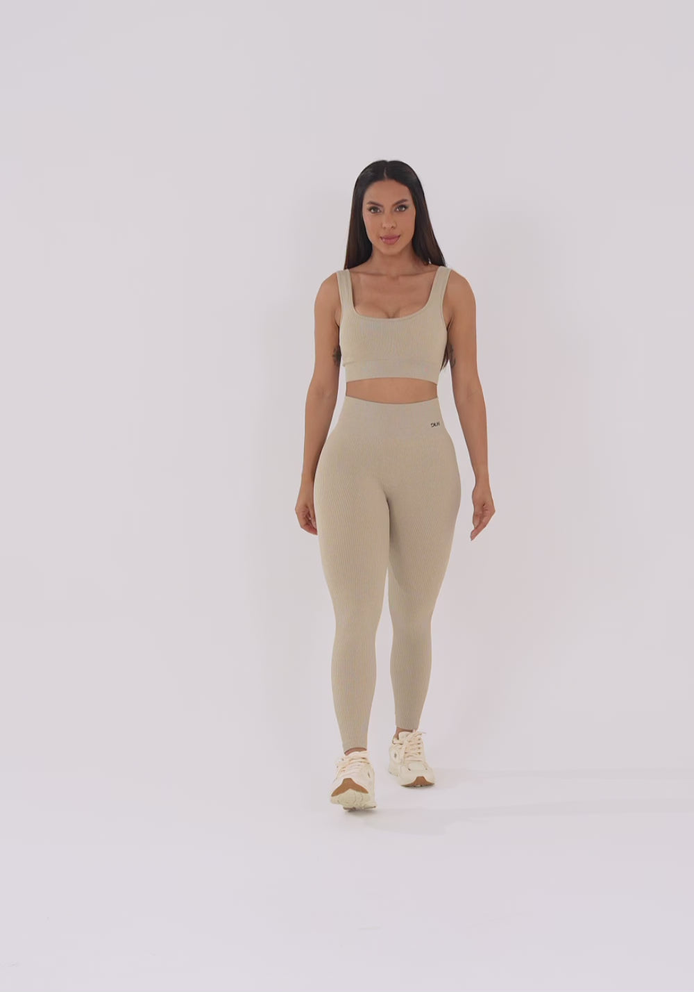 Legging Fitness Feminina Areia Canelada Modela Bumbum Seamless+ Dlk