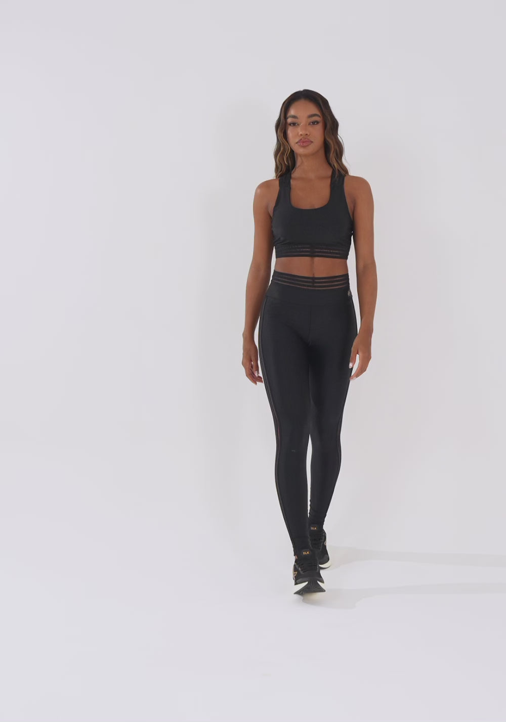 Legging Fitness Feminina Preto Com Elástico Lush Dlk
