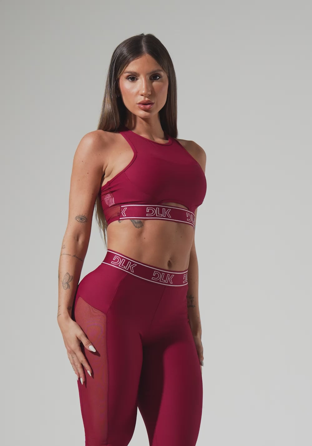 Top Fitness Feminino Com Elástico Na Base E Tule Activity Dlk Vermelho Cereja