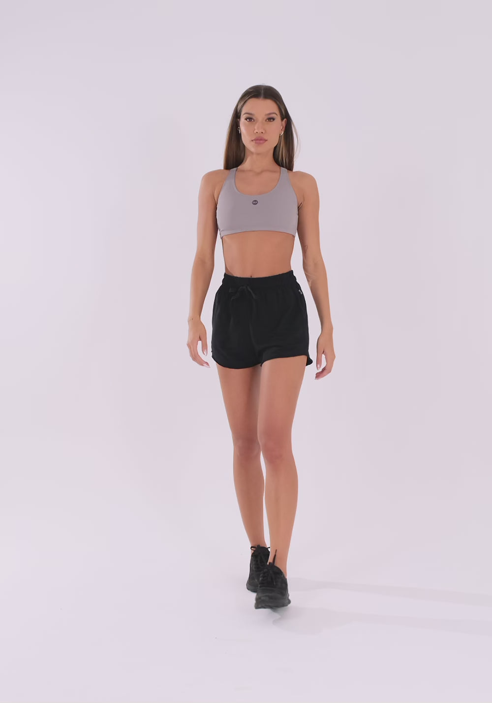 Short Feminino Moletinho Preto Com Bolsos Oasis Dlk