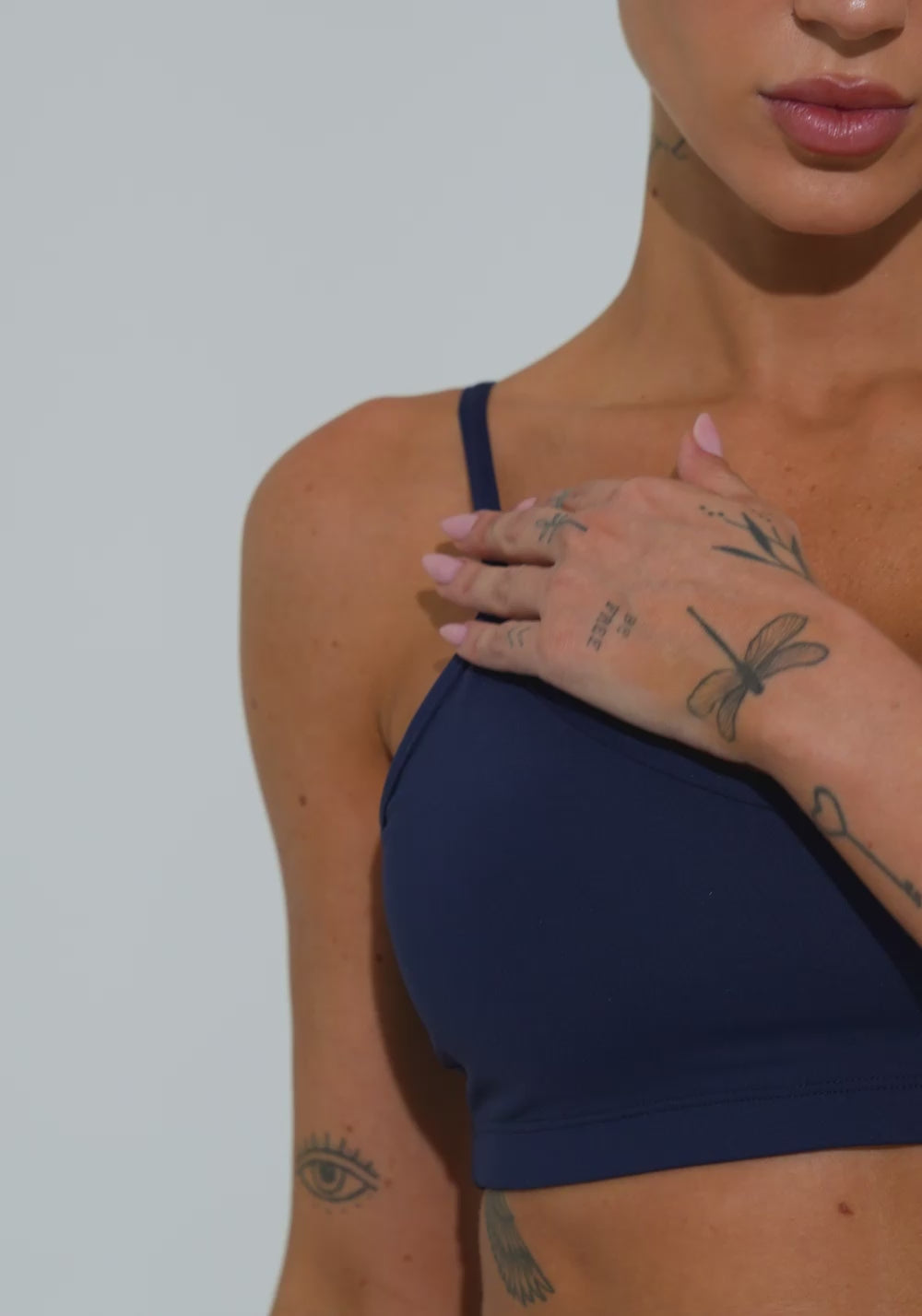 Top Fitness Feminino Com Alças Finas Reguláveis Soul Dlk Azul Marinho