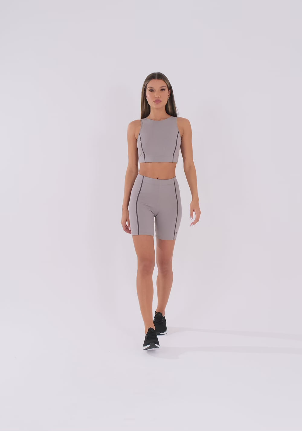 Top Fitness Feminino Cinza Com Pesponto Oasis Dlk