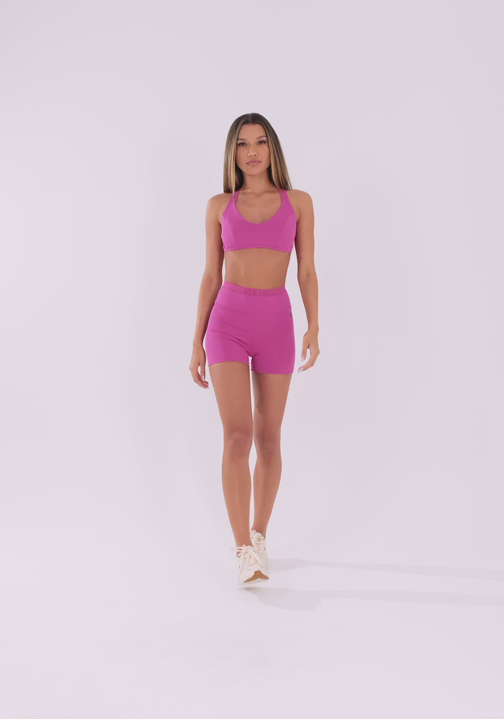 Short Fitness Feminino Rosa Fúcsia Com Elástico Na Cintura Oasis Dlk