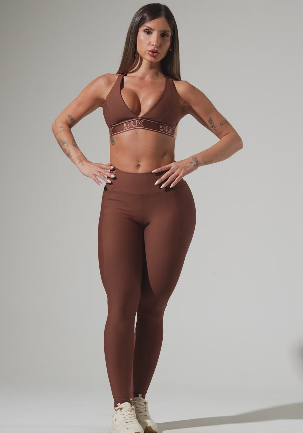 Legging Fitness Feminina Com Bolsos E Elástico No Cós Activity Dlk Marrom
